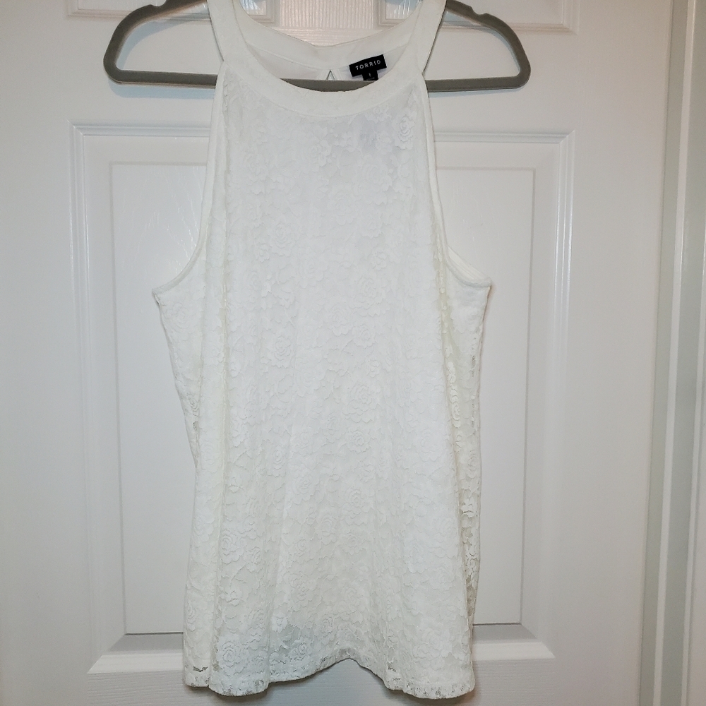 Torrid White High Neck Tank Sz 1 - Picture 4 of 11
